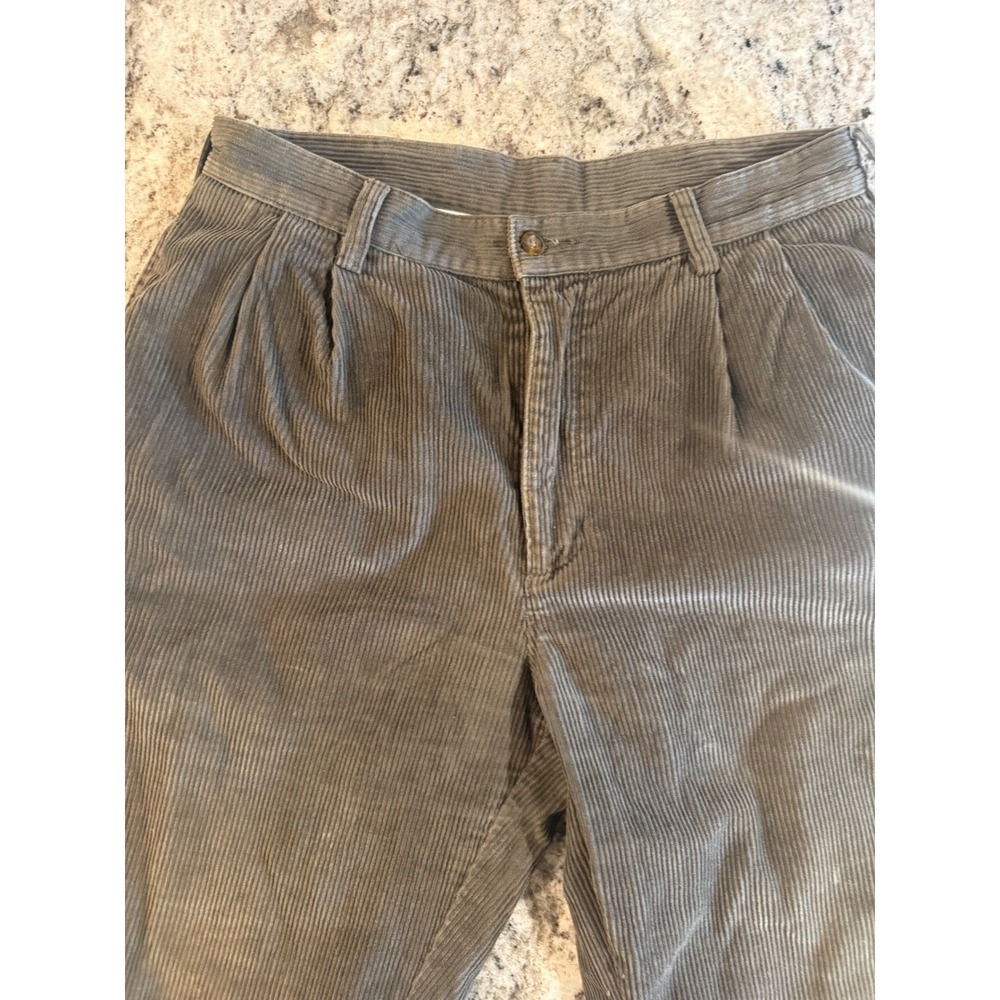 Woolrich John Rich & Bros Men Dark Loden Pleated Corduroy Pants 32x32 1956 Green - Picture 7 of 8